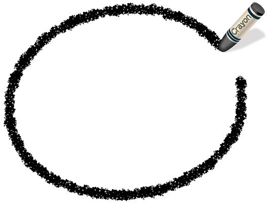 Black ellipse crayon frame, vector illustration. 