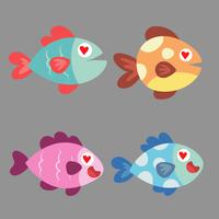 Funny fish vector characters. Colorful coral reef tropical fish set vector. Sea fish collection isolated on white background. Cartoon aquarium fish or coral reef tropical icons. Cute reef fish. Fish vector icon. Tropical sealife fauna. Exotic fish