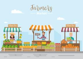 Farm shop. Local market. Selling fruit and vegetables.  vector