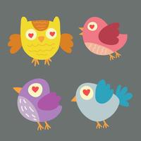 Set of different cute birds and owl vector