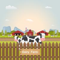dairy farm, milk cow inside farm at countryside. vector