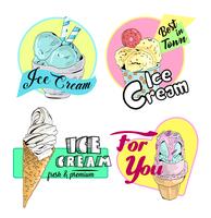 Ice cream emblems, labels and badges collection. vector