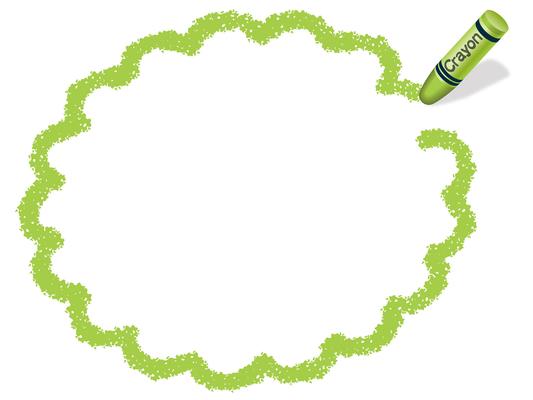 Yellow-green flower circle crayon message frame.