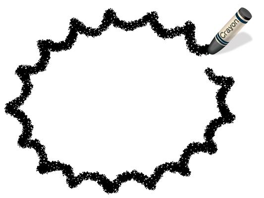 Black crayon frame/speech bubble, vector illustration.