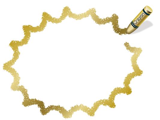 Gold crayon frame/speech bubble, vector illustration.