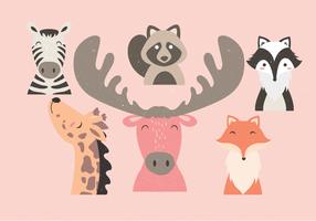 Animal Faces Set Vol 2 Vector