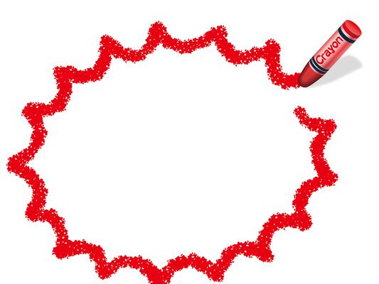 Red crayon frame/speech bubble, vector illustration.