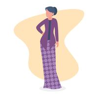 Mujer vistiendo kebaya vector