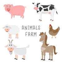 set of animals in the farm cartoon flat design vector