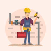 architect, foreman, engineering construction worker vector illustration cartoon 