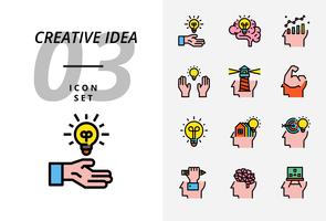 Icon pack for creative idea, brainstorm, idea, creative, bulb, science, pen, pencil, business, graph, home, target, loan, key, rocket, brain. vector