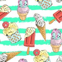 Seamless pattern with ice cream.  vector