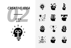 Icon pack for creative idea, brainstorm, idea, creative, bulb, travel, road, trip, plan, book, education, handshake, business, management, pencil. vector