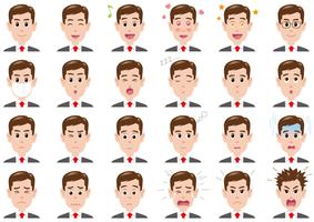 Businessman various expressions set. vector