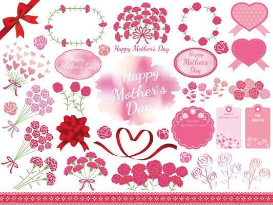 Set of assorted graphic elements for Mother’s Day.