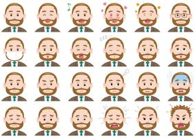 Businessman various expressions set. vector