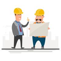 architect, foreman, engineering construction worker manage a project at building site vector