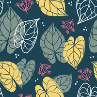 Floral seamless pattern of leaves in flat style.  vector