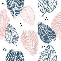 Floral seamless pattern of leaves in flat style. vector