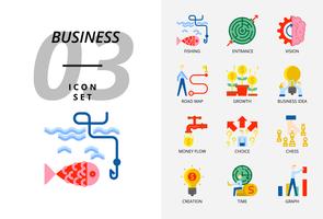 Icon pack for business and strategy, Fishing, entrance, vision, road map, growth, business idea, money flow, choice cess, creation time, graph. vector