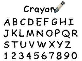 Vector crayon font. Caps and numbers in black. 