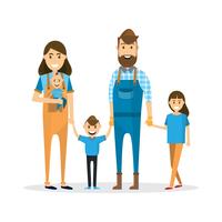 Happy family. Father, mother, baby, son and daughter isolated on white background vector