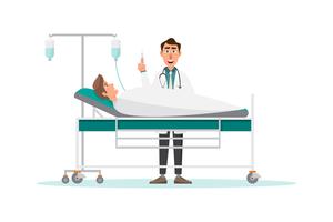 medical concept. doctor and patient in hospital interior room vector