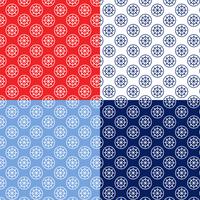 seamless red white blue ship wheel and rope patterns vector