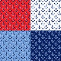 seamless rope and anchor patterns vector