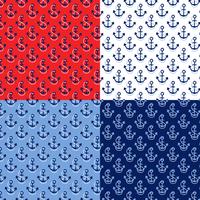 seamless rope and anchor patterns vector