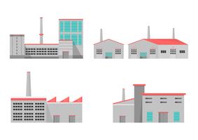 Fábrica industrial de estilo plano. Vector e ilustración de edificio de fabricación.