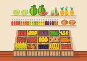 Farm shop. Local market. Selling fruit and vegetables. vector