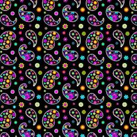 mod floral paisley pattern on black background vector