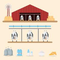 milk and dairy product from dairy farm on background. vector