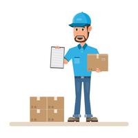 delivery man with box. Postman design isolated on white background vector