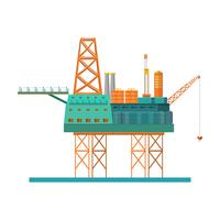 Oil rig at the sea. Oil platform, gas fuel, industry offshore, drill technology isolated on white background vector