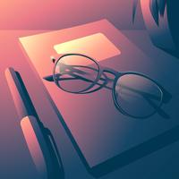 Eye Glasses On The Book vector