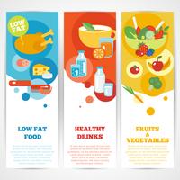 Conjunto de banner vertical de alimentación saludable vector