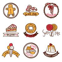 Sweet shop emblems labels set vector