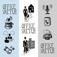 Office sketch banner design vector