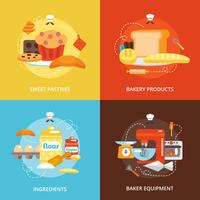 Bakery flat icons set vector