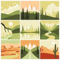 Nature Mountain Icons vector