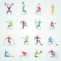 Conjunto de iconos de deportes para discapacitados vector
