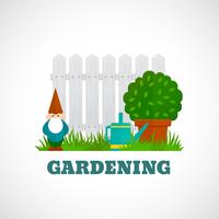 Cartel de jardineria plana vector