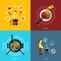 Bbq Grill Icon Flat vector