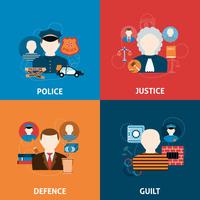 Crime and punishments flat icons composition vector