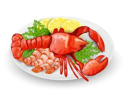 Lobster On Plate vector
