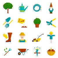 Vegetable garden flat icons set vector