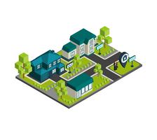 Isometric Town Concept vector