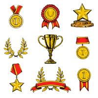 Award icons set colored  vector